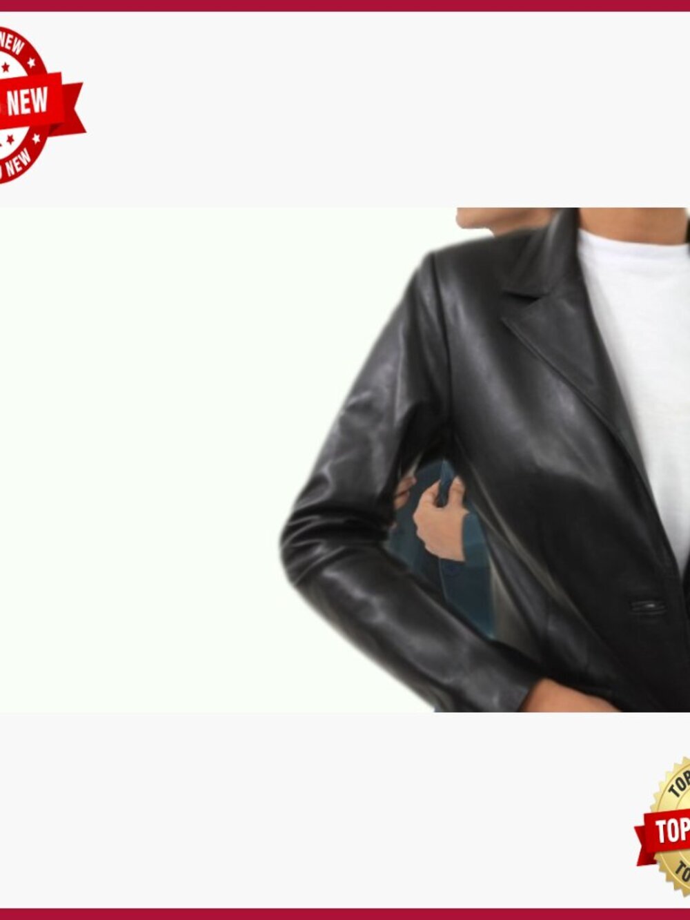 Genuine Lambskin Leather Blazer Jacket Women's Tailored Two-Button - Picture 6 of 6